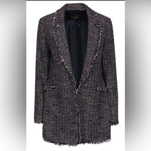 Massimo Dutti Black and Gray Blazer with Notched Lapel